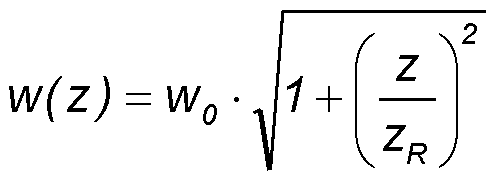 Formula Gaussian beam width